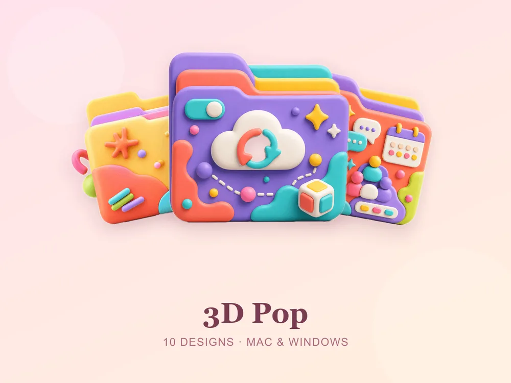 3D Pop — folder icon skin for Mac and Windows