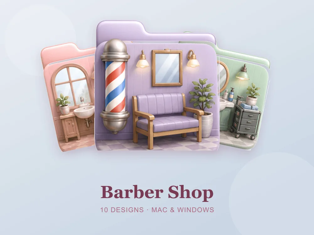 Barber Shop — folder icon skin for Mac and Windows