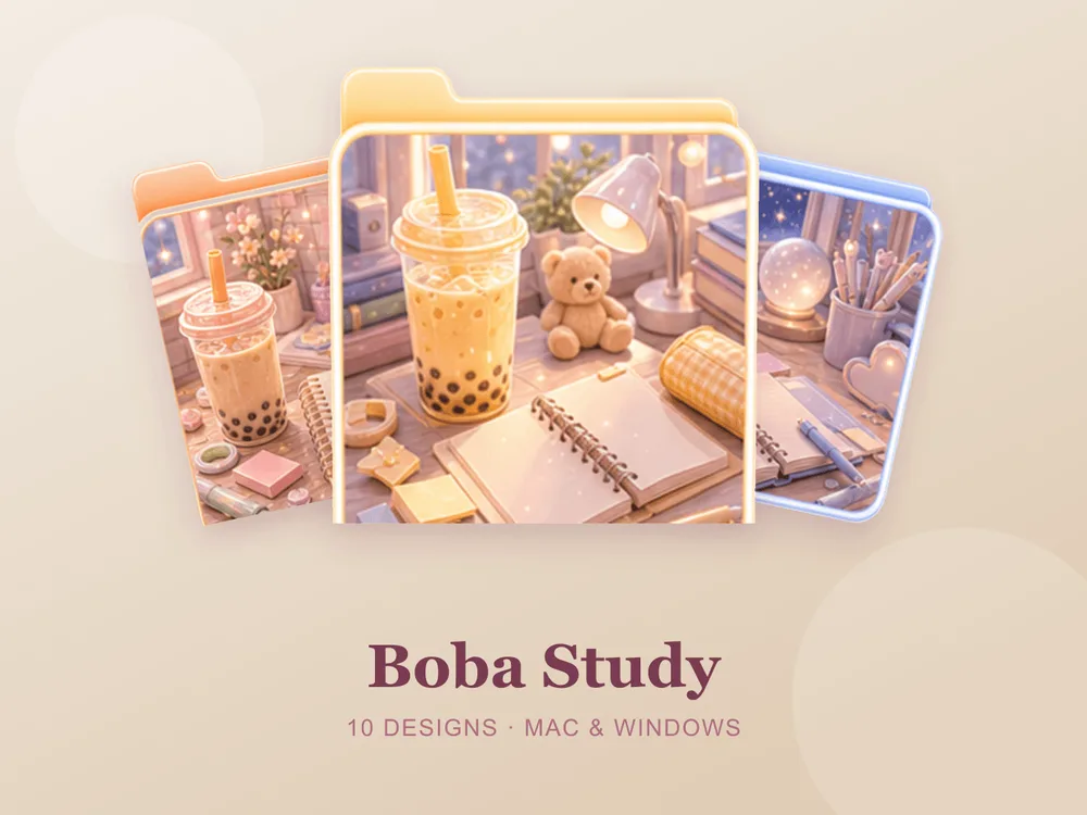 Boba Study — folder icon skin for Mac and Windows