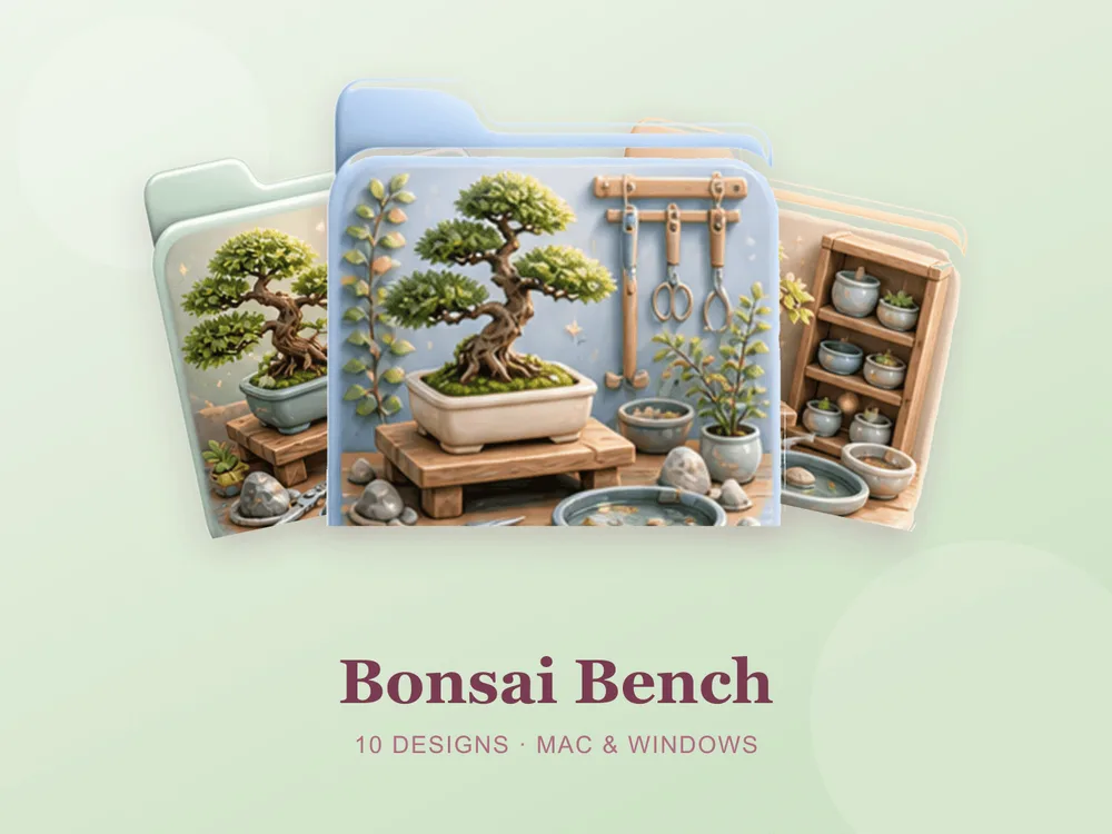Bonsai Bench — folder icon skin for Mac and Windows