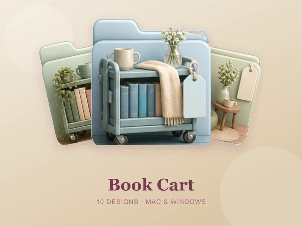 Book Cart — folder icon skin for Mac and Windows
