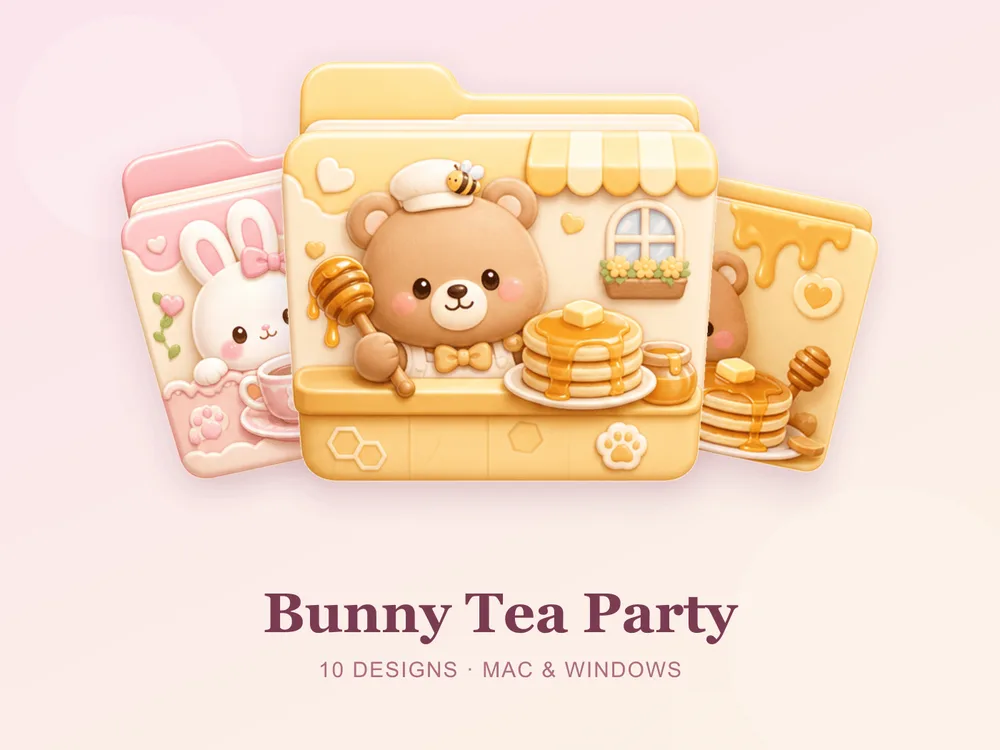 Bunny Tea Party — folder icon skin for Mac and Windows