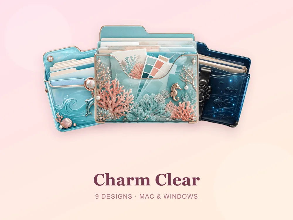 Charm Clear — folder icon skin for Mac and Windows