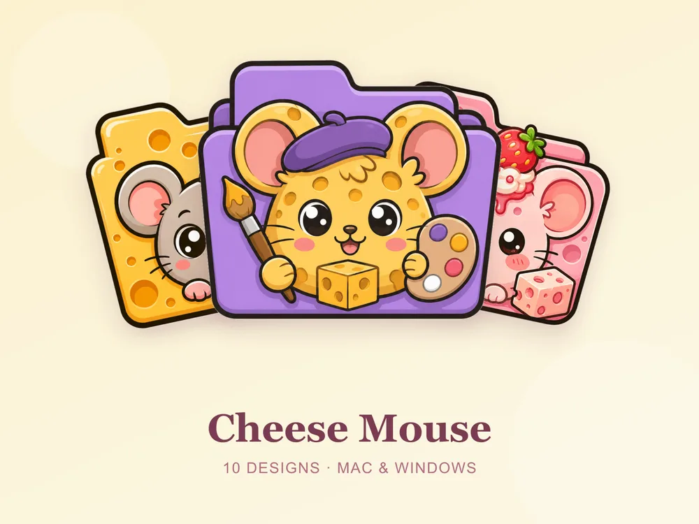 Cheese Mouse — folder icon skin for Mac and Windows