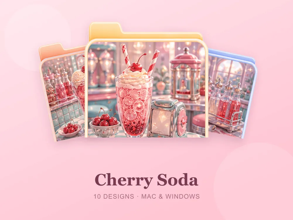 Cherry Soda — folder icon skin for Mac and Windows