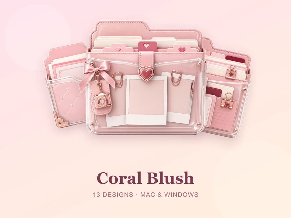 Coral Blush — folder icon skin for Mac and Windows