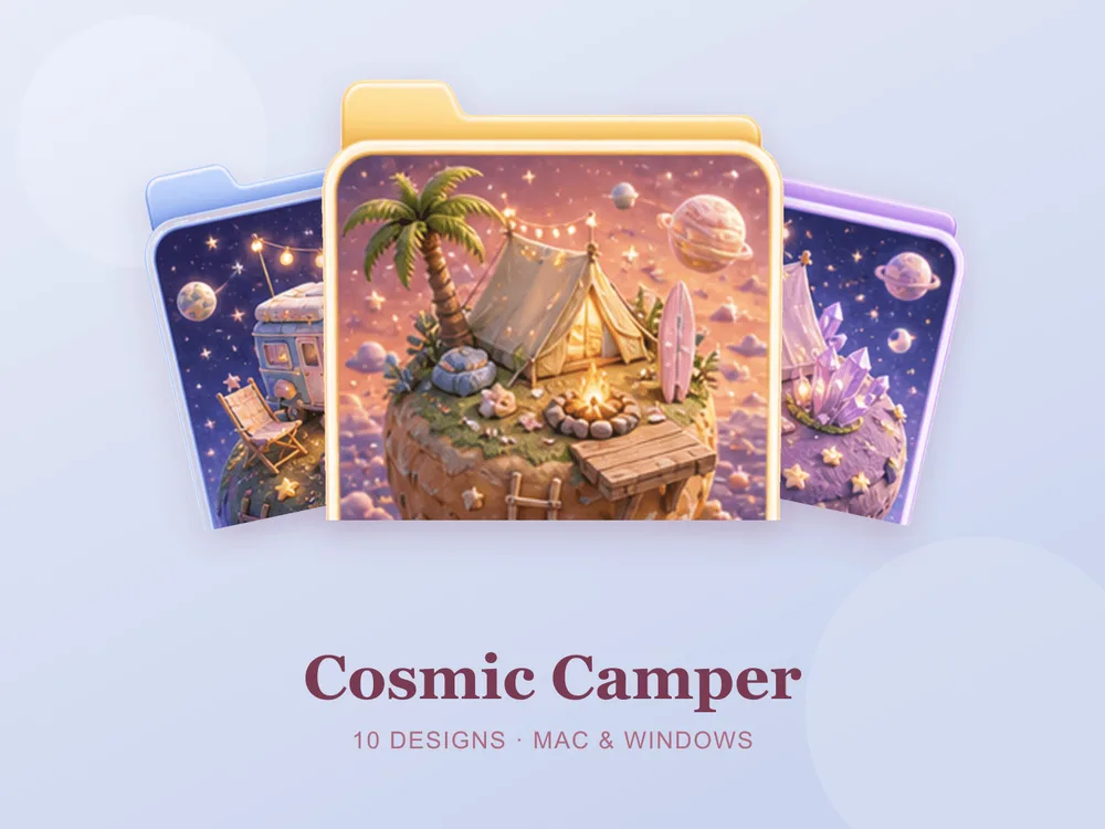 Cosmic Camper — folder icon skin for Mac and Windows