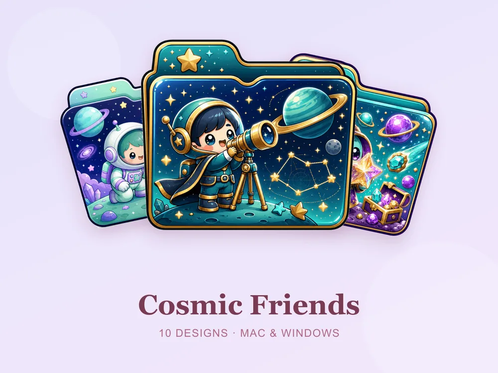 Cosmic Friends — folder icon skin for Mac and Windows