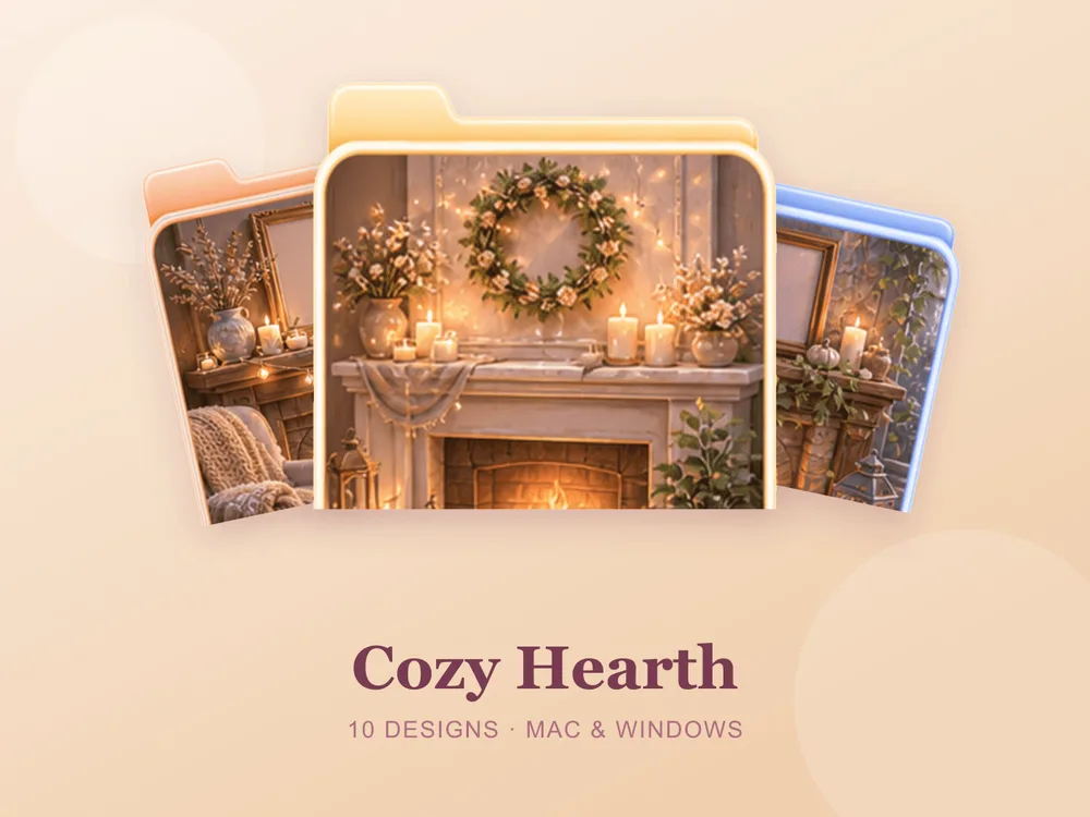 Cozy Hearth — folder icon skin for Mac and Windows