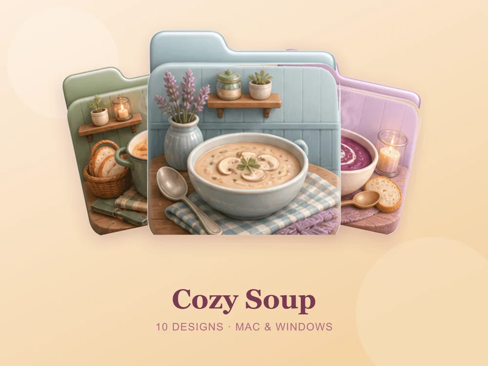Cozy Soup — folder icon skin for Mac and Windows