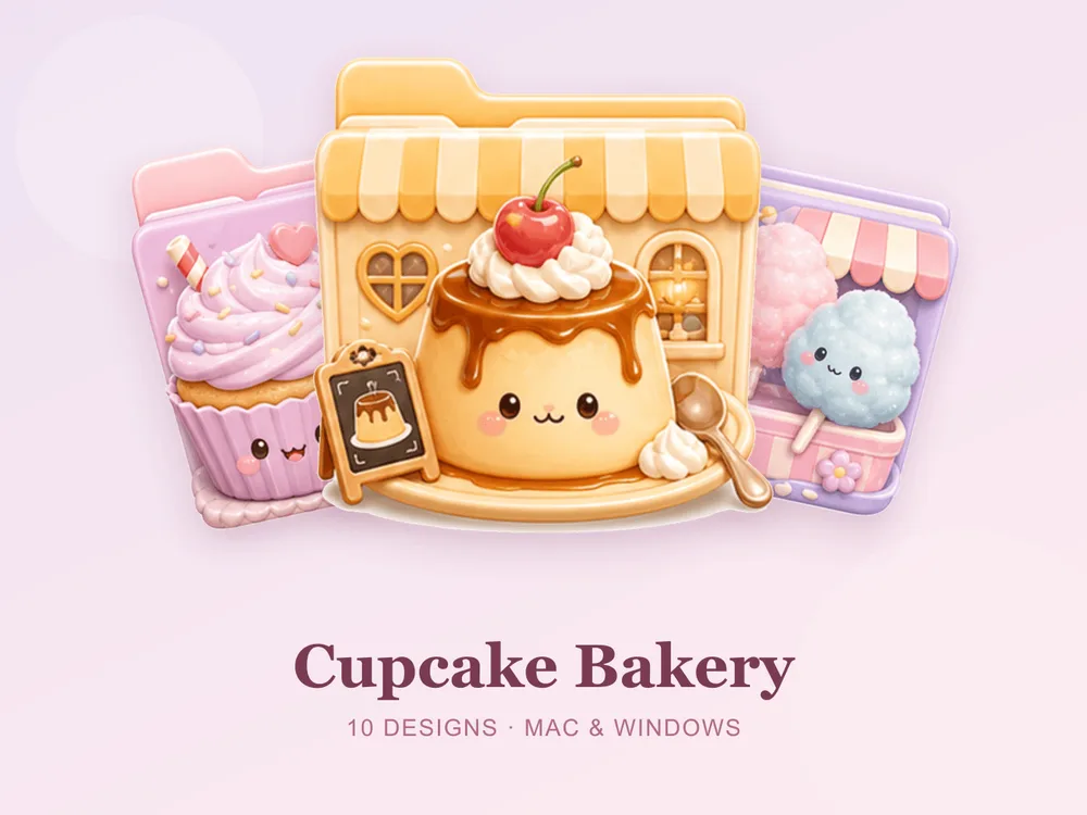 Cupcake Bakery — folder icon skin for Mac and Windows