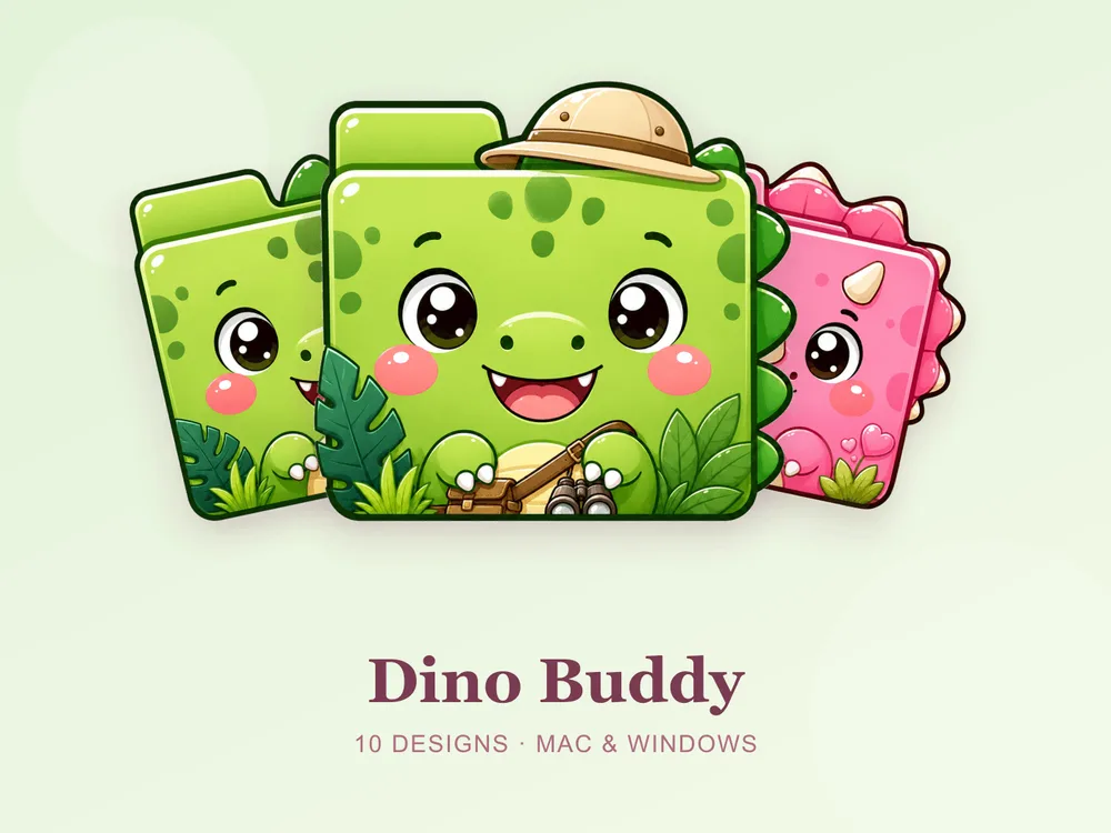 Dino Buddy — folder icon skin for Mac and Windows