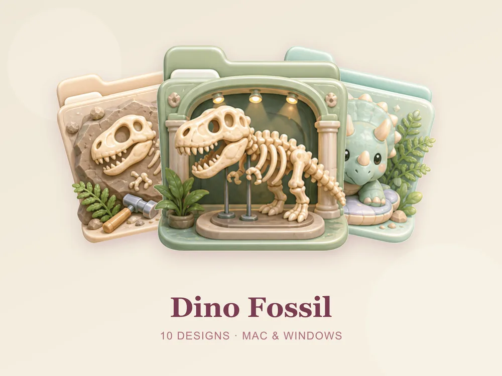 Dino Fossil — folder icon skin for Mac and Windows