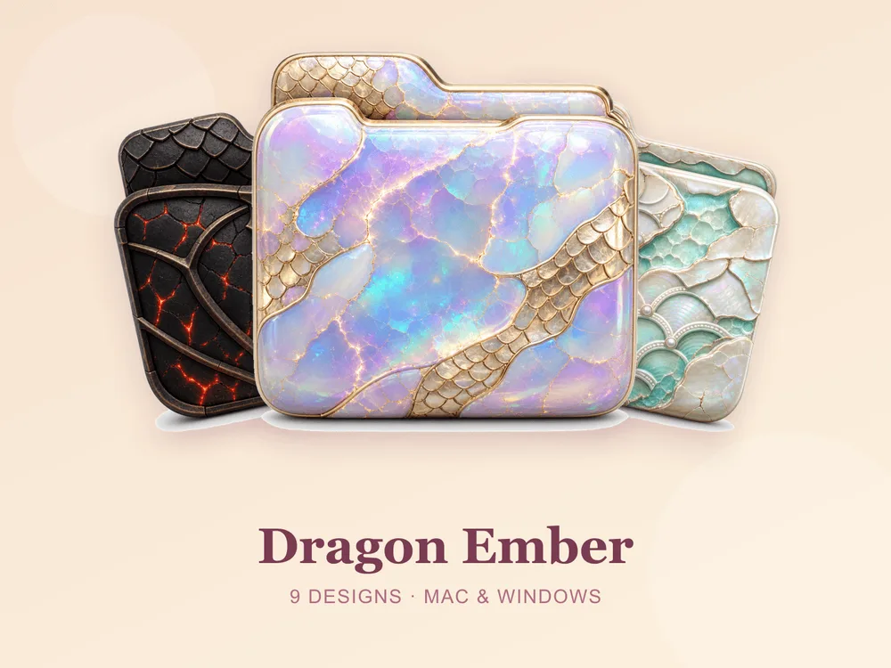 Dragon Ember — folder icon skin for Mac and Windows
