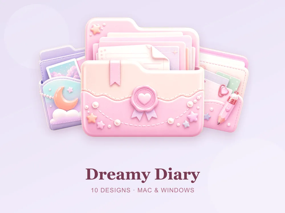 Dreamy Diary — folder icon skin for Mac and Windows
