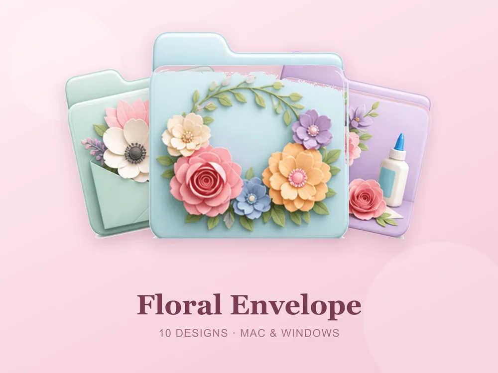 Floral Envelope — folder icon skin for Mac and Windows