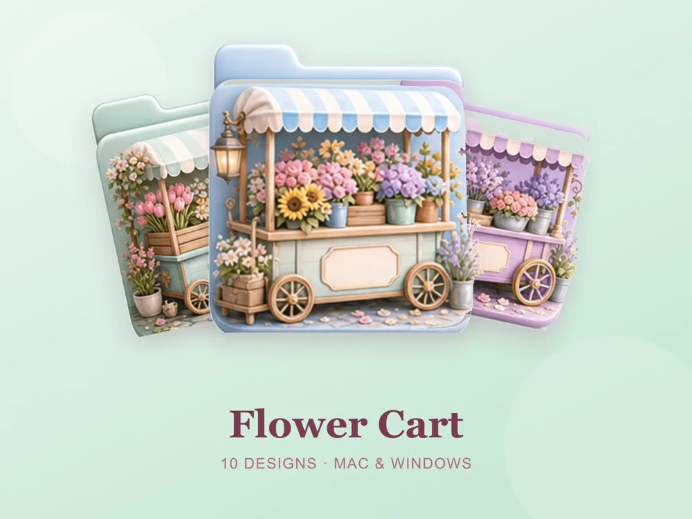 Flower Cart — folder icon skin for Mac and Windows