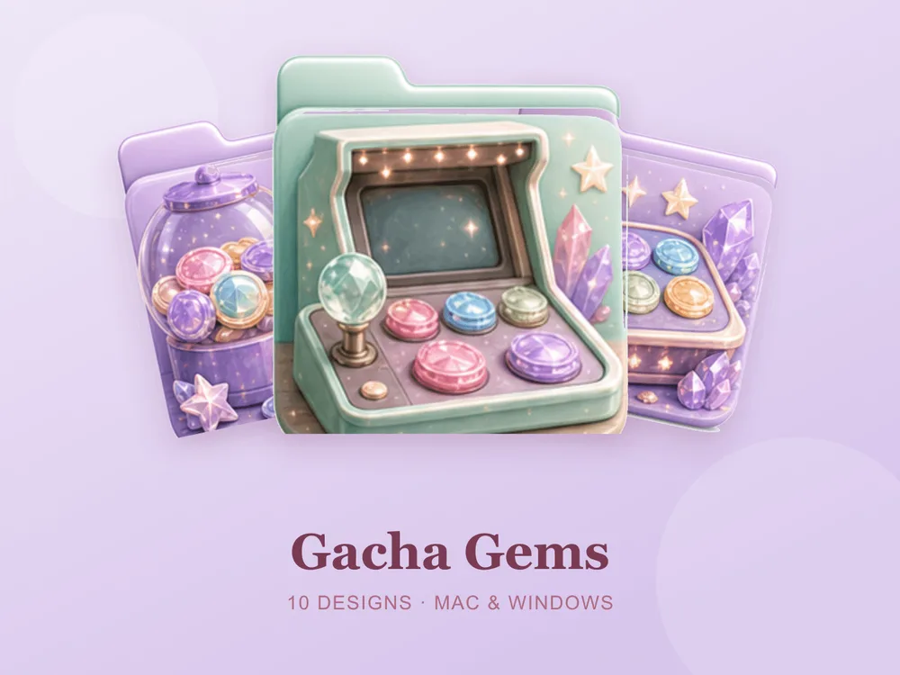 Gacha Gems — folder icon skin for Mac and Windows