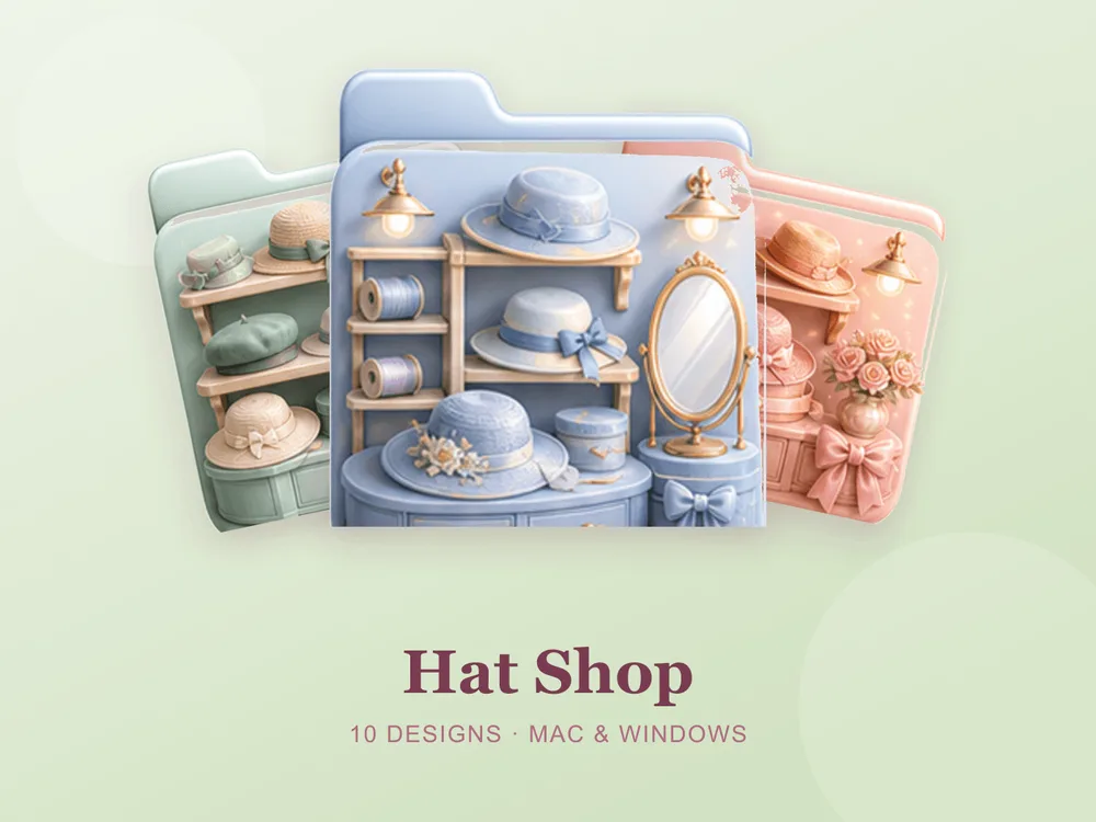Hat Shop — folder icon skin for Mac and Windows