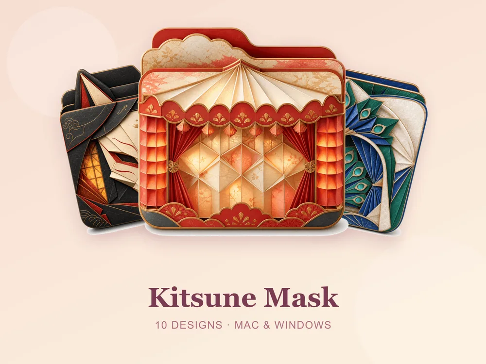 Kitsune Mask — folder icon skin for Mac and Windows