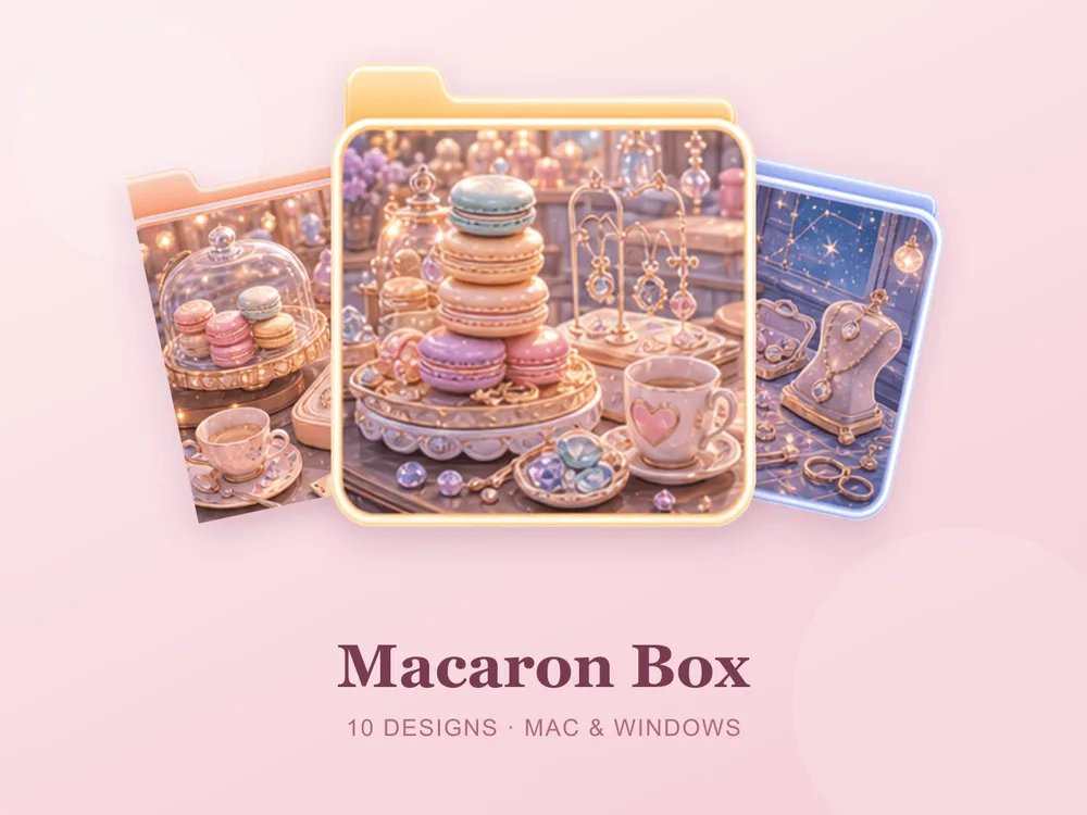Macaron Box — folder icon skin for Mac and Windows
