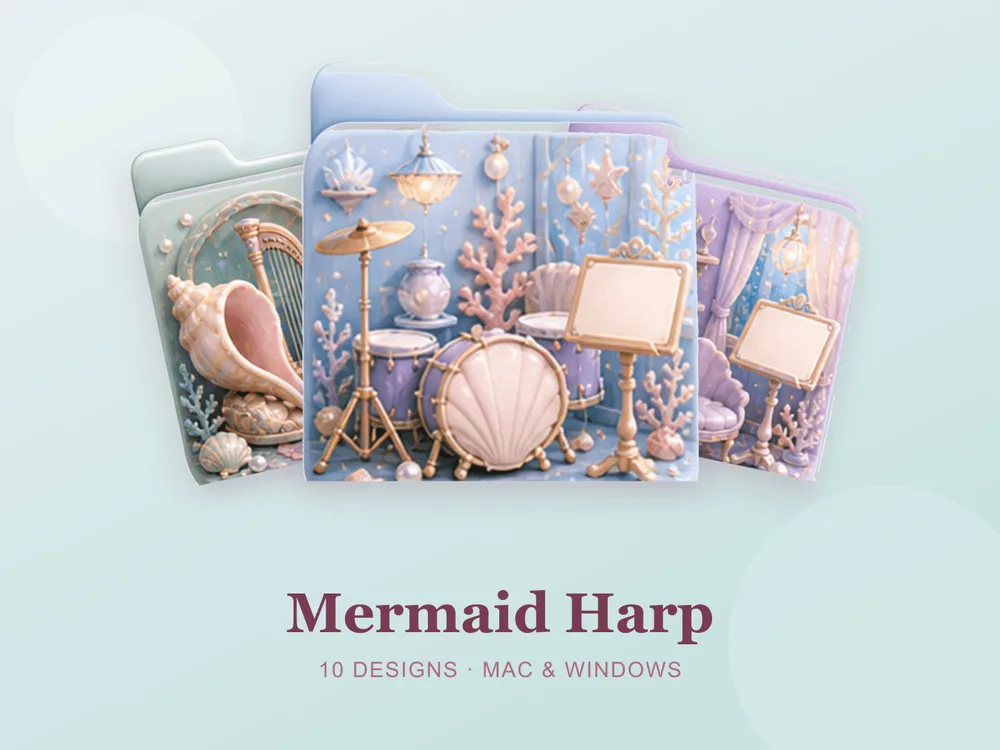 Mermaid Harp — folder icon skin for Mac and Windows