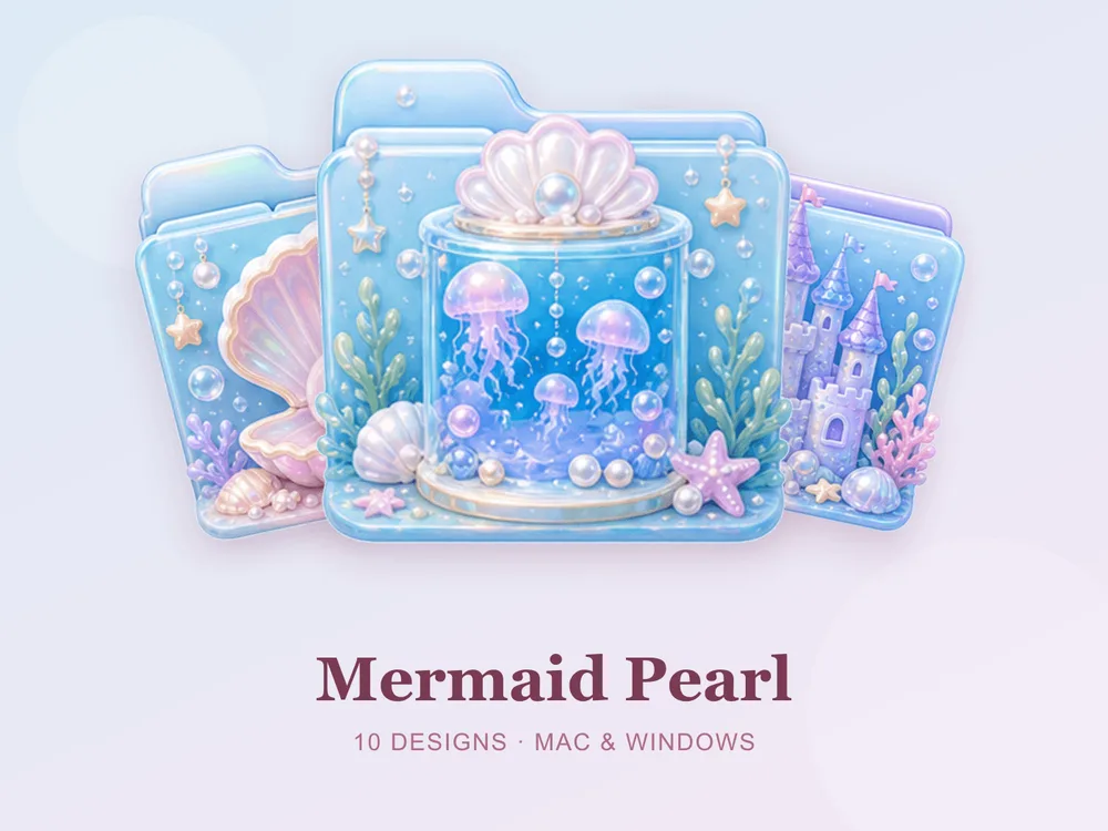 Mermaid Pearl — folder icon skin for Mac and Windows