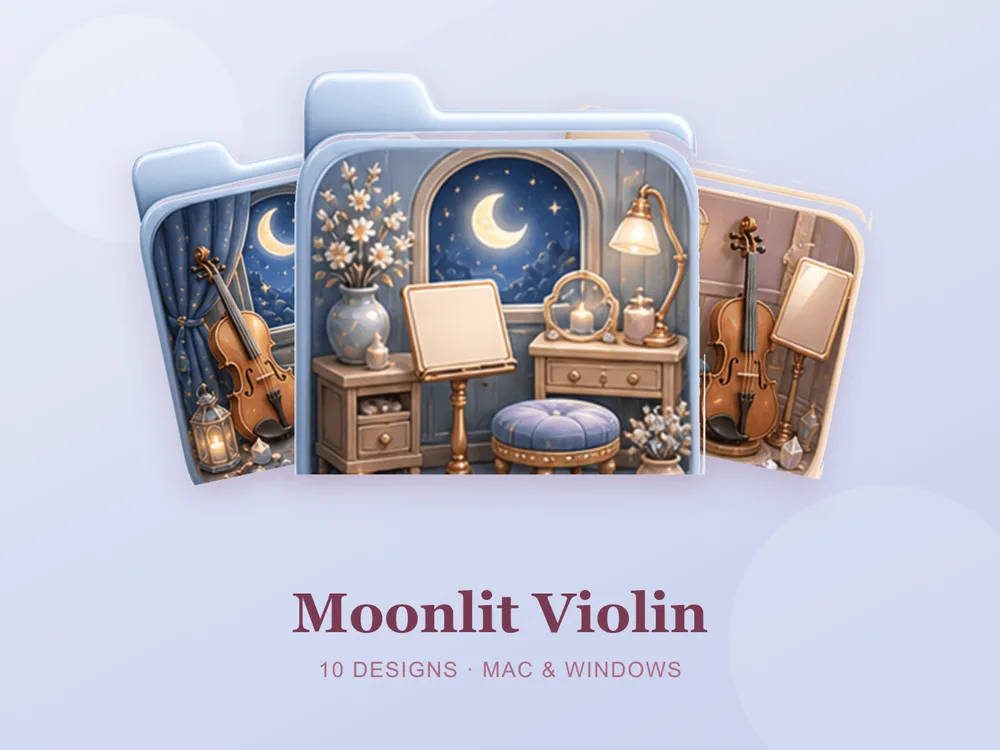 Moonlit Violin — folder icon skin for Mac and Windows