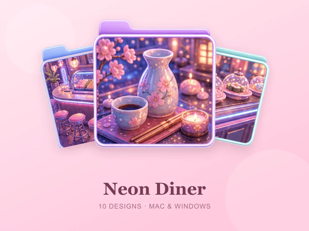 Neon Diner — folder icon skin for Mac and Windows
