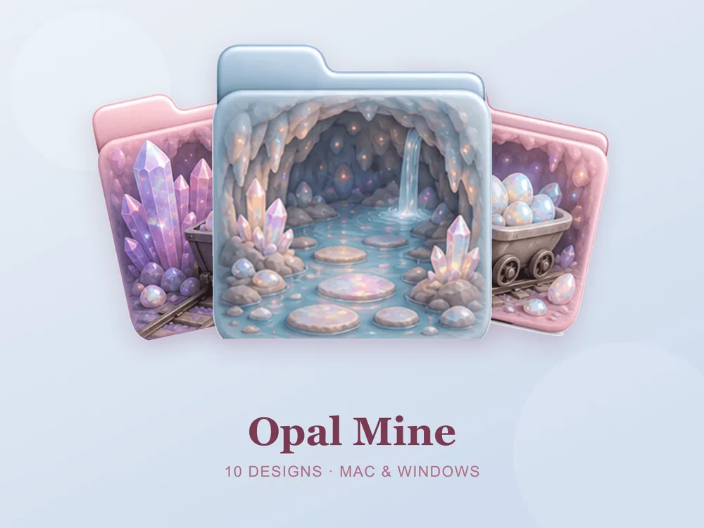 Opal Mine — folder icon skin for Mac and Windows