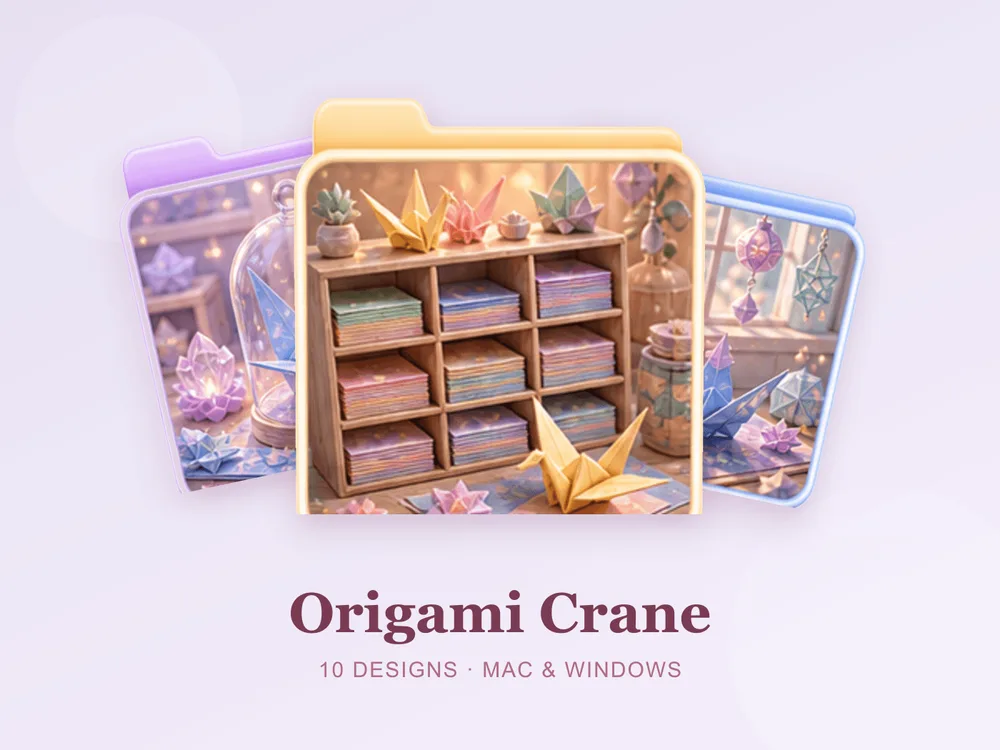 Origami Crane — folder icon skin for Mac and Windows