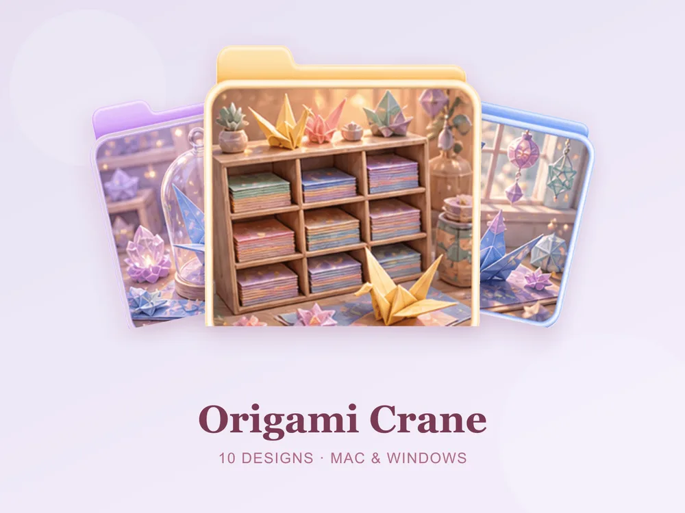 Origami Crane — folder icon skin for Mac and Windows