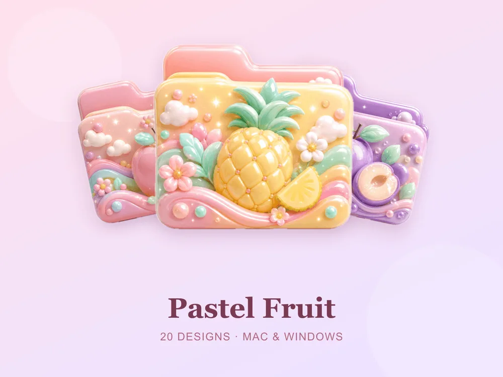 Pastel Fruit — folder icon skin for Mac and Windows