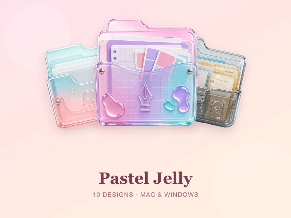 Pastel Jelly — folder icon skin for Mac and Windows