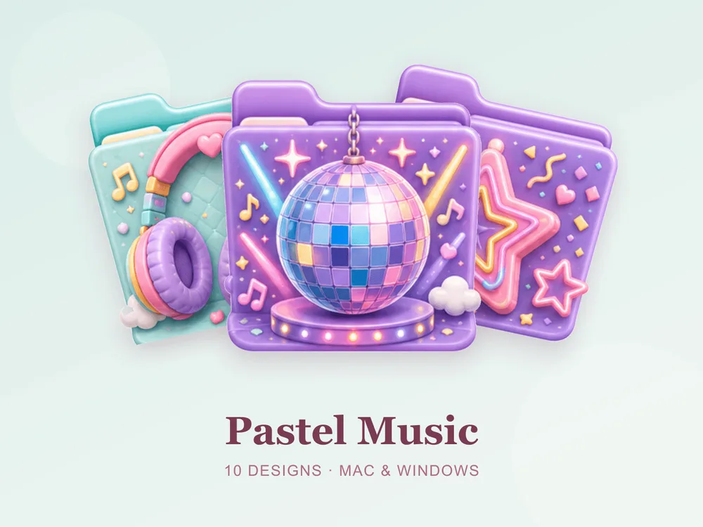 Pastel Music — folder icon skin for Mac and Windows