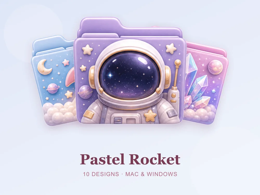 Pastel Rocket — folder icon skin for Mac and Windows