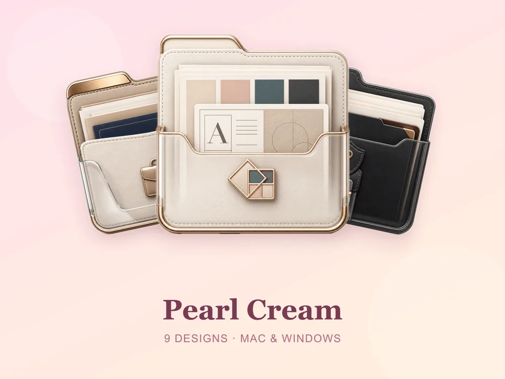 Pearl Cream — folder icon skin for Mac and Windows