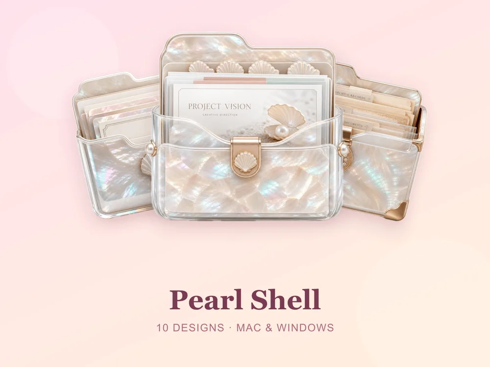 Pearl Shell — folder icon skin for Mac and Windows