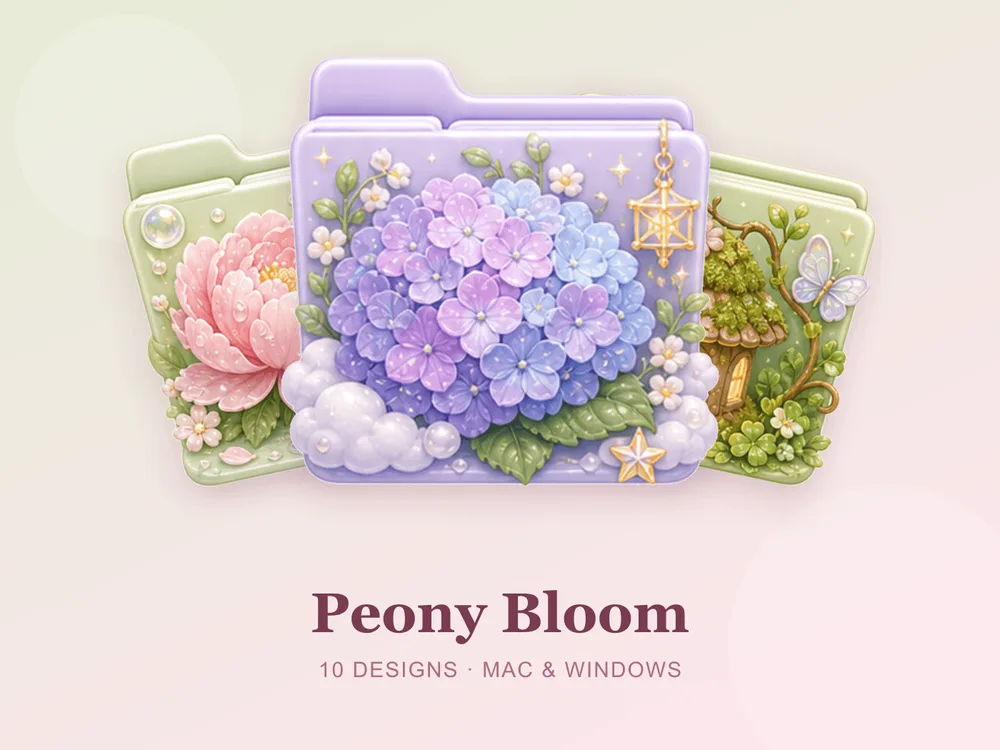 Peony Bloom — folder icon skin for Mac and Windows