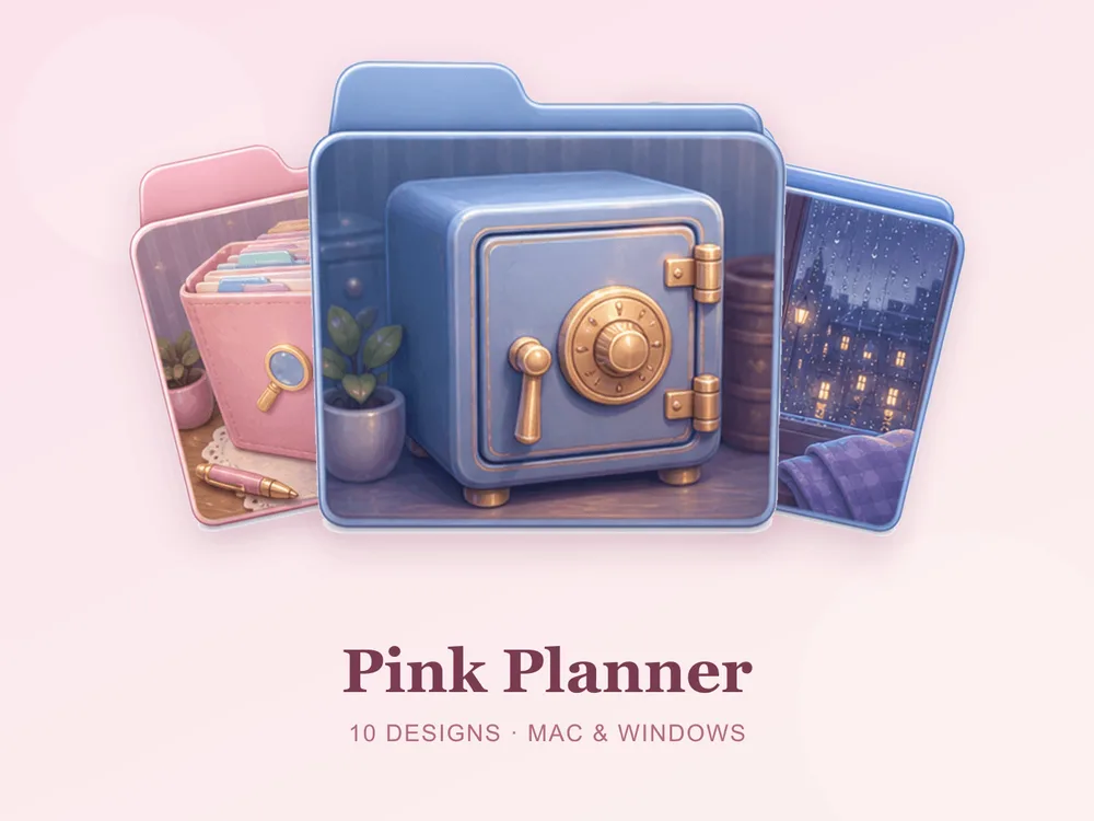 Pink Planner — folder icon skin for Mac and Windows
