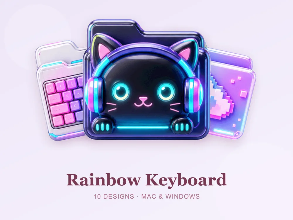 Rainbow Keyboard — folder icon skin for Mac and Windows