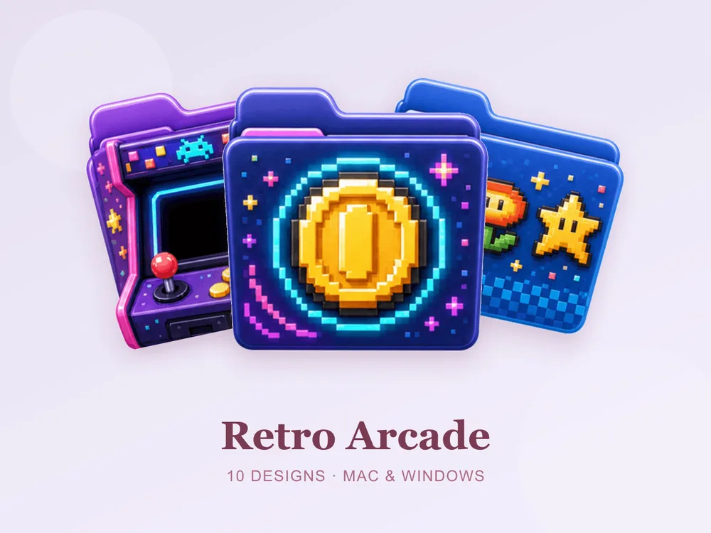 Retro Arcade — folder icon skin for Mac and Windows