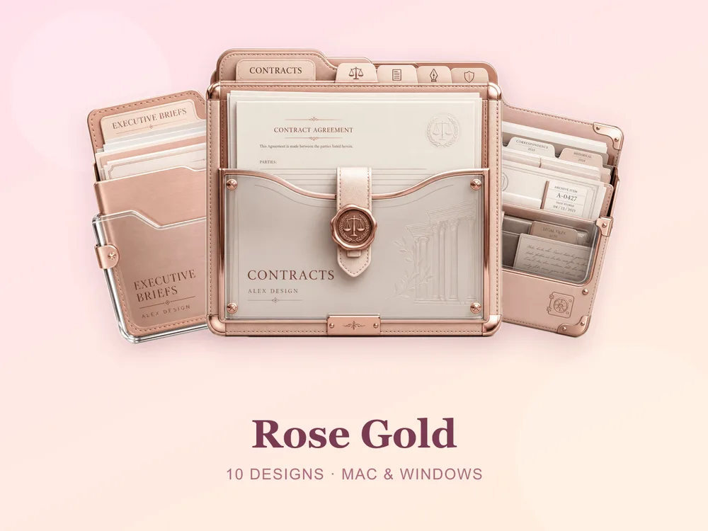 Rose Gold — folder icon skin for Mac and Windows