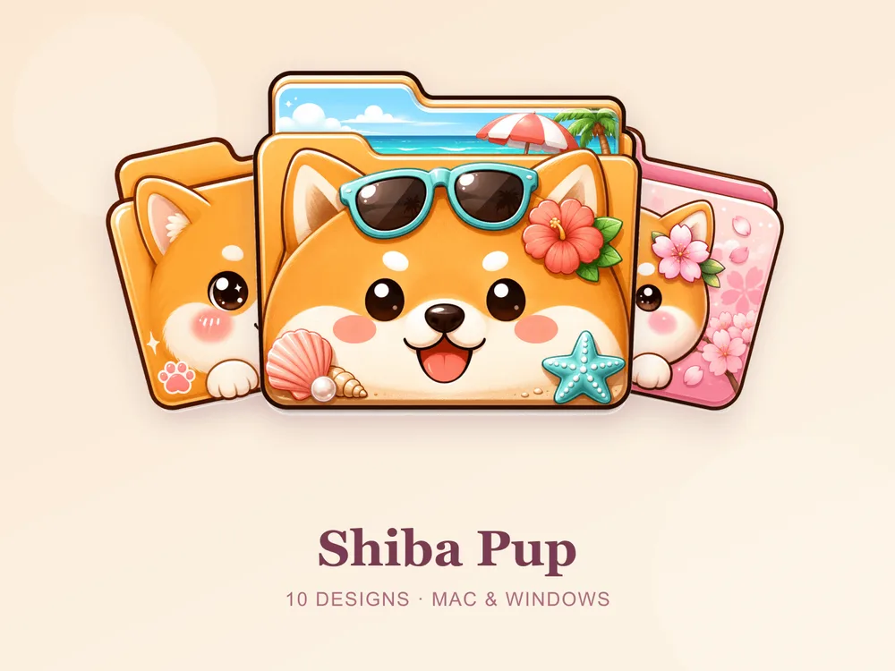 Shiba Pup — folder icon skin for Mac and Windows