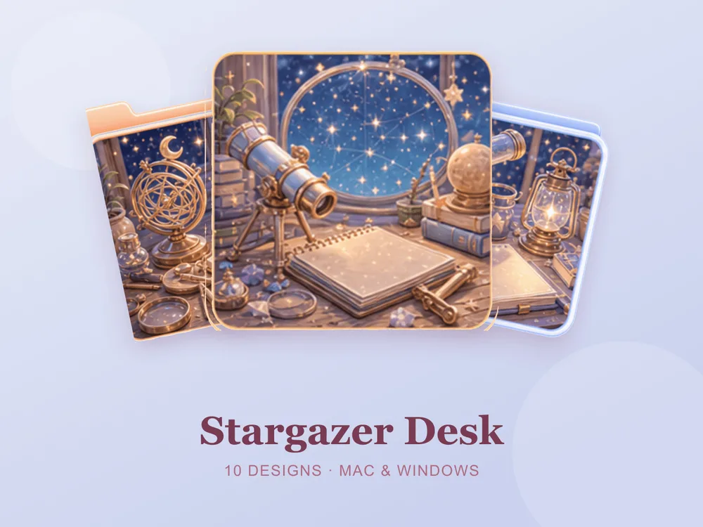 Stargazer Desk — folder icon skin for Mac and Windows