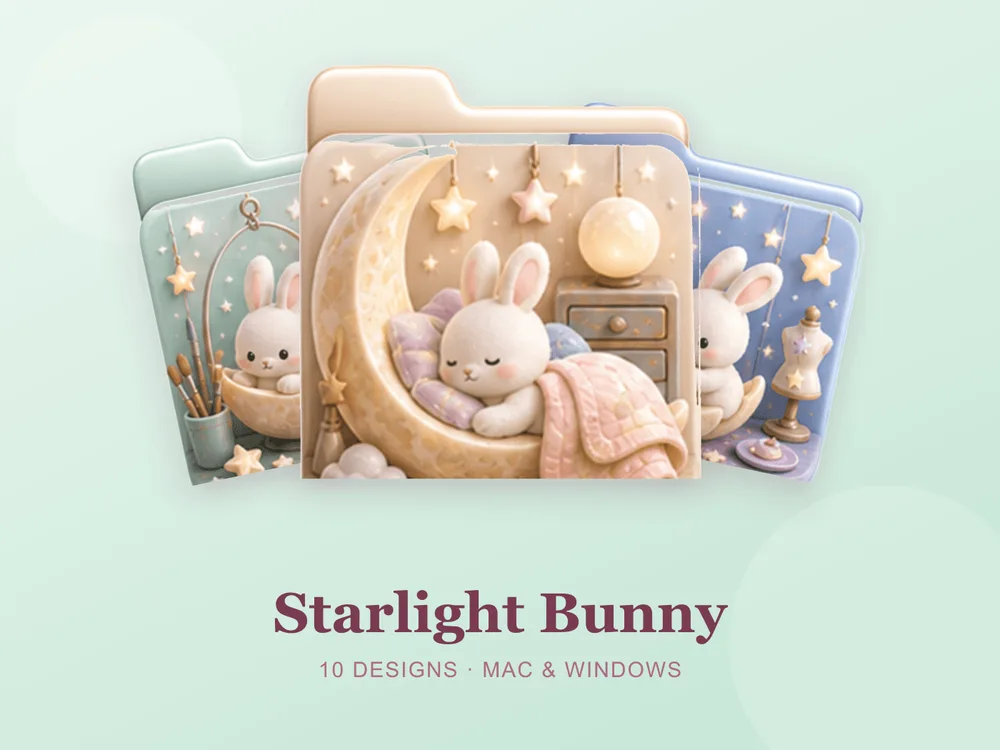 Starlight Bunny — folder icon skin for Mac and Windows