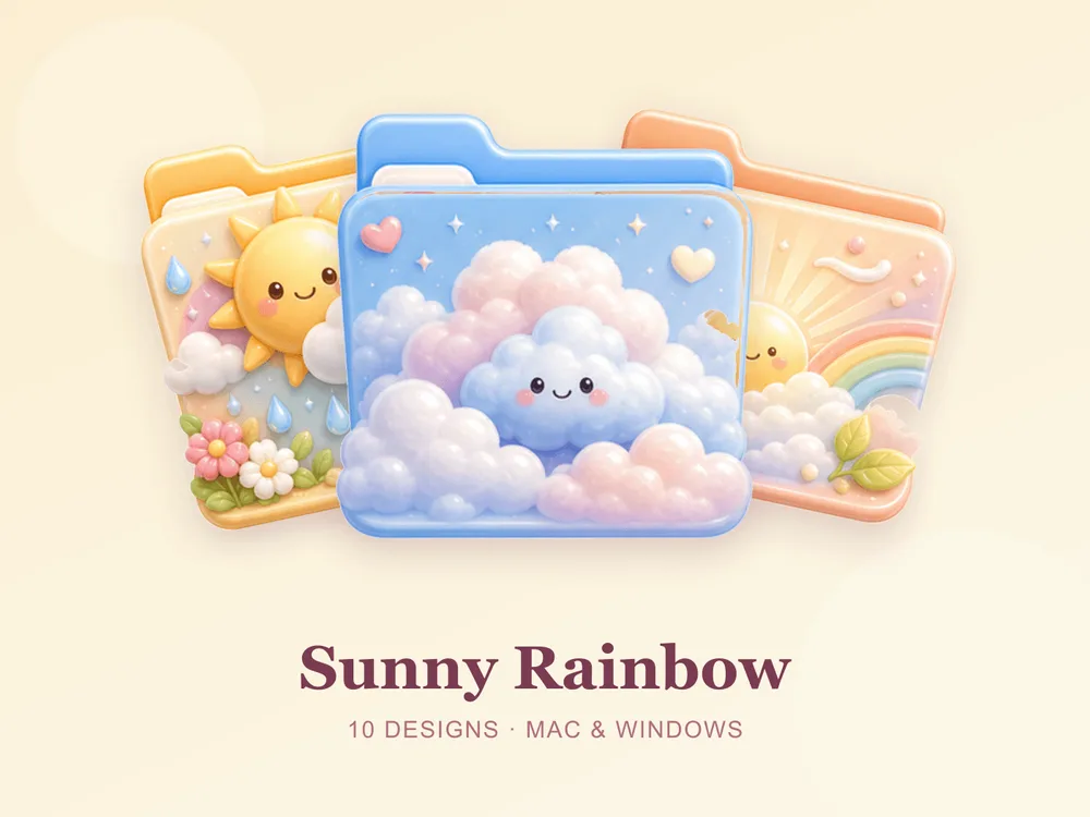 Sunny Rainbow — folder icon skin for Mac and Windows