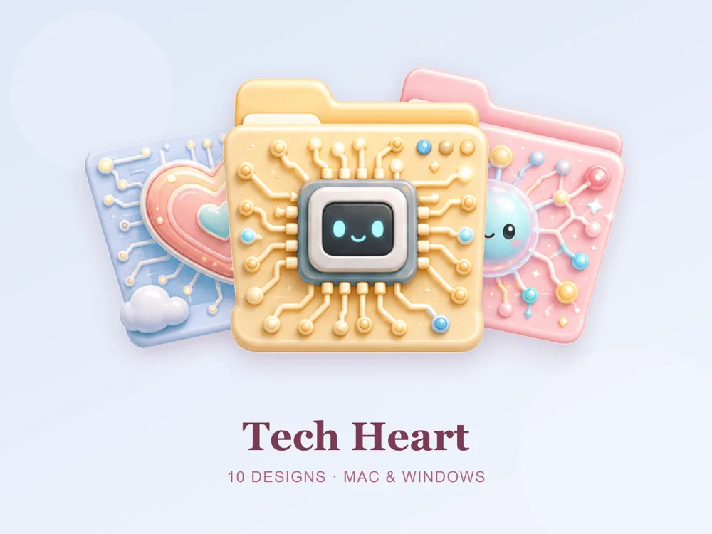 Tech Heart — folder icon skin for Mac and Windows