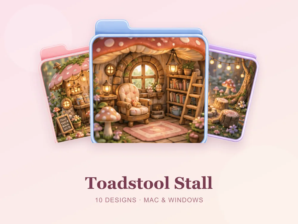 Toadstool Stall — folder icon skin for Mac and Windows