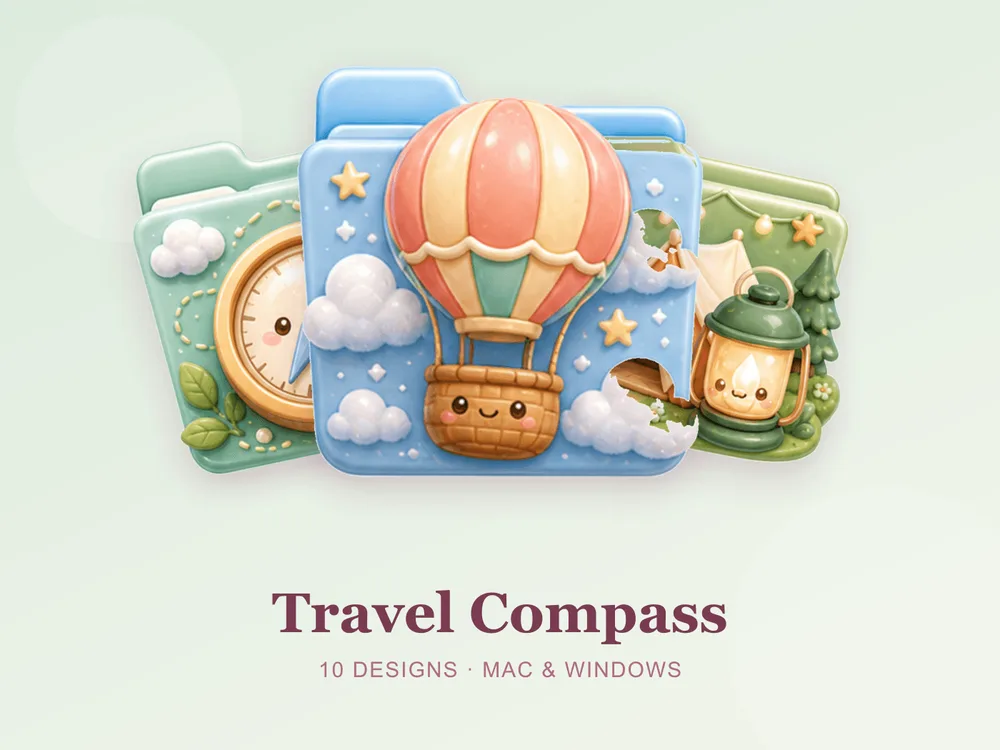 Travel Compass — folder icon skin for Mac and Windows